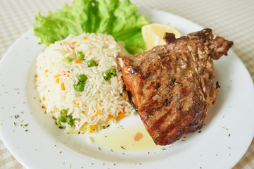 Chicken Steak with rice And Lettuce