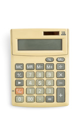 Old digital calculator isolated on white background