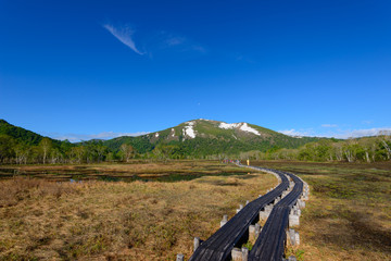 Ozegahara and Mt. Shibutsu in early summer in Gunma, Japan