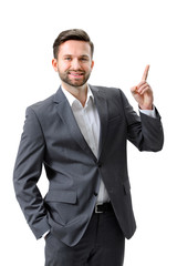 Businessman pointing copy space