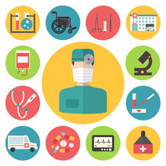 Medical vector icons set. Healthcare infographic elements.