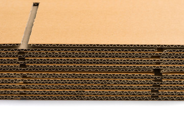 stack of corrugated cardboard boxes. side perspective view of fl