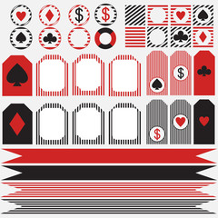 Printable set of vintage casino party elements.