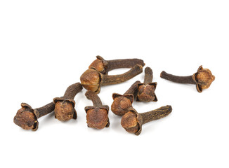Spice cloves on white background