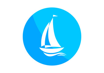 Round sailboat icon on white background
