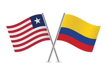 Liberian and Colombian flags. Vector illustration.