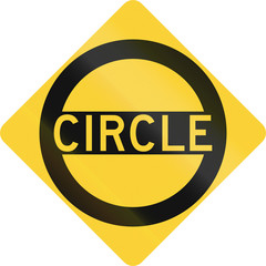 Road sign used in the US state of New Jersey - traffic circle (roundabout) ahead