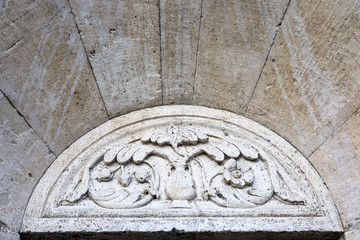 Stone sculptures on the exterior of the Cathedral in Modena (Ita