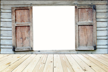 old wood window with wood floor