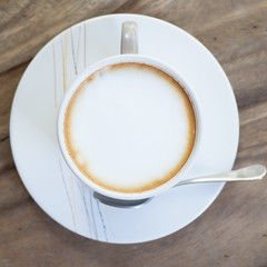 hot coffee latte on the table