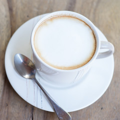 hot coffee latte on the table