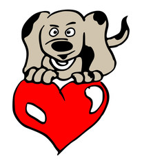 hondje met groot rood hart