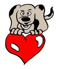 Foto auf Leinwand hondje met groot rood hart © emieldelange