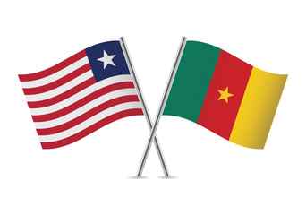 Liberian and Cameroonian flags. Vector illustration.