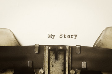 words my story  written on typewriter - obrazy, fototapety, plakaty