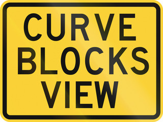 Road sign used in the US state of Texas - Curve blocks view