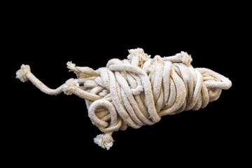 A clothesline isolated on a black background