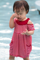 Chinese Little Girl Playing in Water