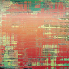 Grunge texture with decorative elements and different color patterns: yellow (beige); brown; green; red (orange); cyan