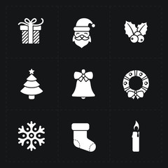 Christmas silhouette icons collection - vector illustration on w 