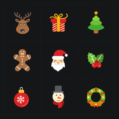 Christmas color icons collection - vector illustration. 