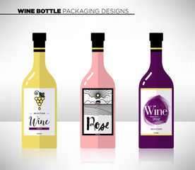 Fototapeta na wymiar Trendy Vector Wine Packaging Template