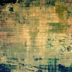 Abstract composition on textured, vintage background with grunge stains. With different color patterns: yellow (beige); brown; blue; green; gray