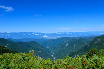 Fototapeta na wymiar Ina basin and the Chuo Alps in Nagano, Japan
