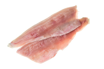 Two filets salmon trout isolated white background