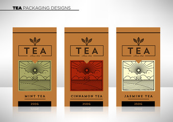 Trendy Vector Tea Packaging Template