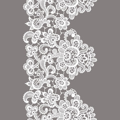 White Lace. Vertical Seamless Pattern.