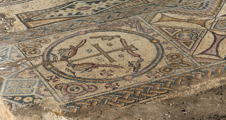Ancient mosaic, church floor