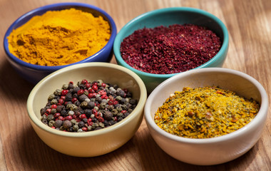 Different appetizing relishes in jam dishes