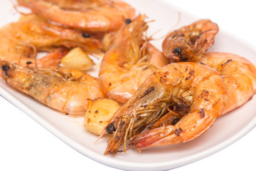grilled shrimps on plate