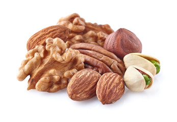Nuts on a white background