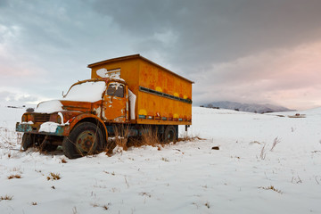 Obraz premium Old beehive truck in slovak countryside.