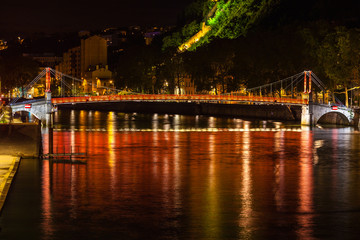 Fototapeta premium Cityscape of Lyon, France at night