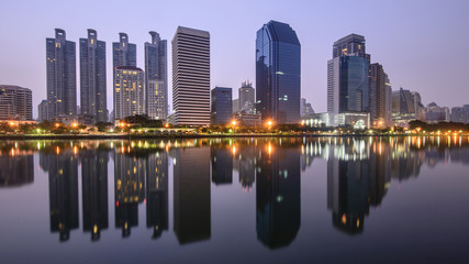 Fototapeta na wymiar Large buildings cityscape in Bangkok , Thailand .