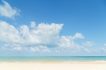 Fototapeta premium Beach and blue sky. concept for summer beautiful sky, poster, ba