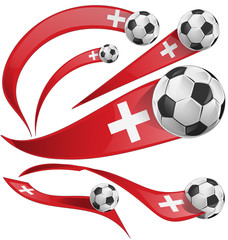 swiss flag set with soccer ball.