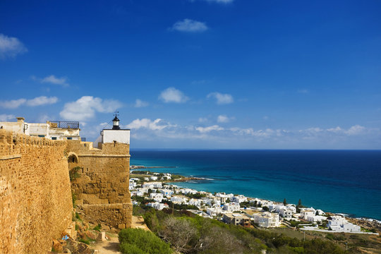 Tunisia. Kelibia - walls of Byzantine fort and fragment of the town