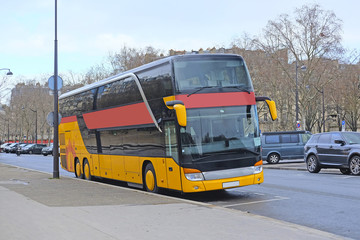 Paris, France, February 8, 2016: Bus on the street of Paris, France