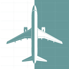 Silhouette of airplane. Top view