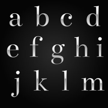 glossy silver font design set over black