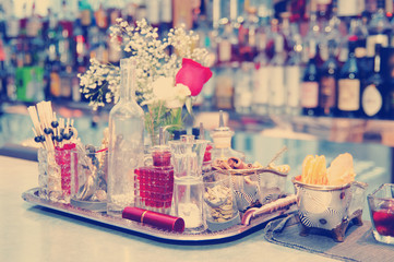 Stuff used for decorating cocktails, toned