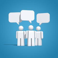 Piktogramm: Menschen-Gruppe mit Sprechblase – 3D Illustration