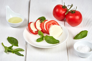 Healthy caprese salad top view
