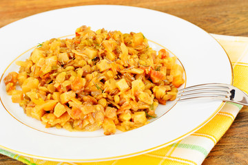 Braised Cabbage with Caraway Seeds and Lentils