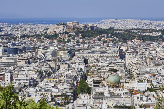 Greece, acropolis and Athens cityscape scenic view