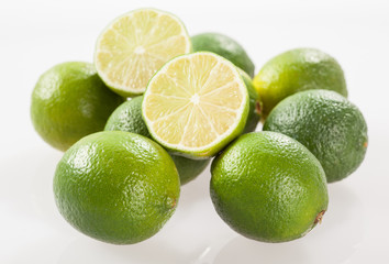 Limes on white background
